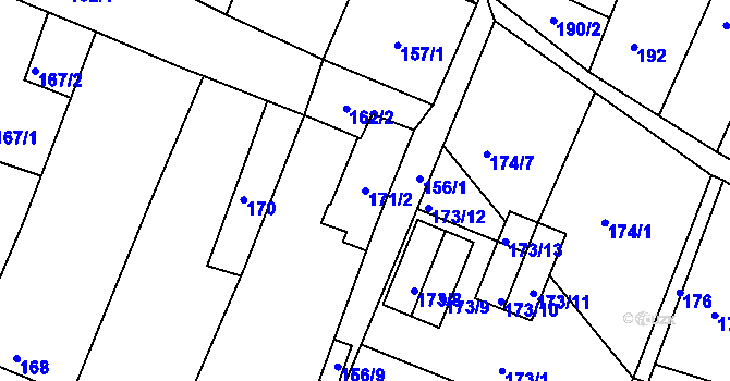 Parcela st. 171/2 v KÚ Oleksovice, Katastrální mapa