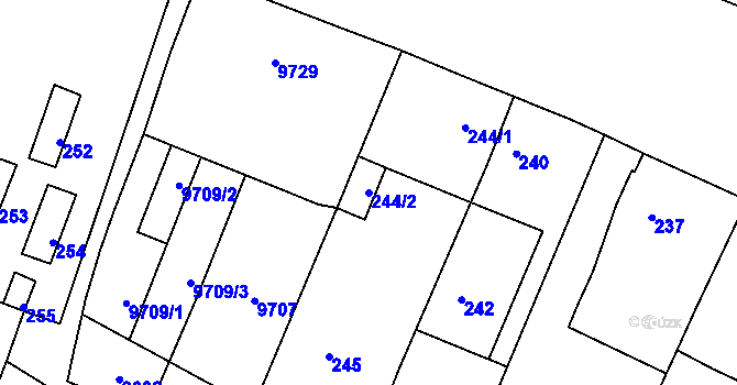Parcela st. 244/2 v KÚ Oleksovice, Katastrální mapa