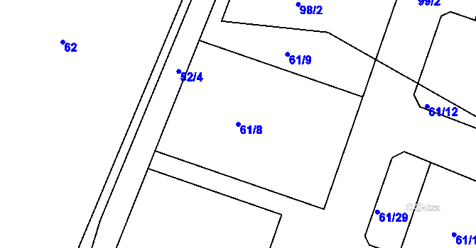 Parcela st. 61/8 v KÚ Oleksovice, Katastrální mapa