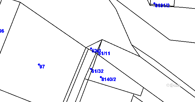 Parcela st. 61/11 v KÚ Oleksovice, Katastrální mapa