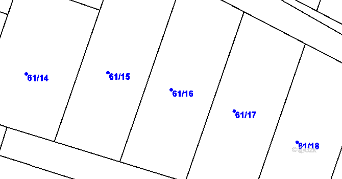 Parcela st. 61/16 v KÚ Oleksovice, Katastrální mapa