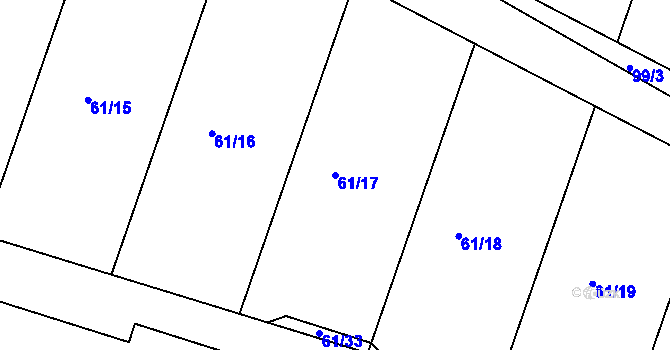 Parcela st. 61/17 v KÚ Oleksovice, Katastrální mapa
