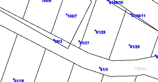 Parcela st. 61/27 v KÚ Oleksovice, Katastrální mapa
