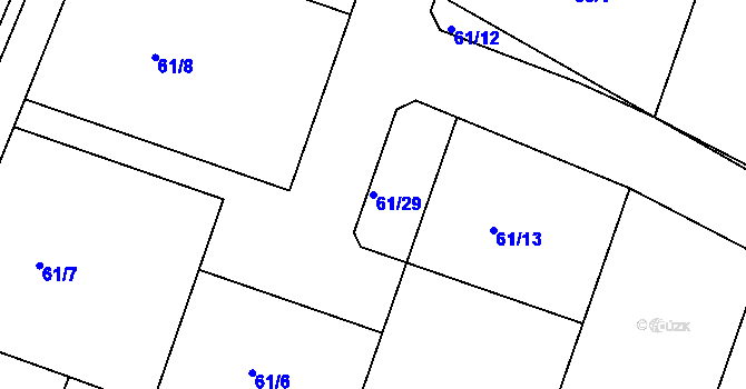 Parcela st. 61/29 v KÚ Oleksovice, Katastrální mapa