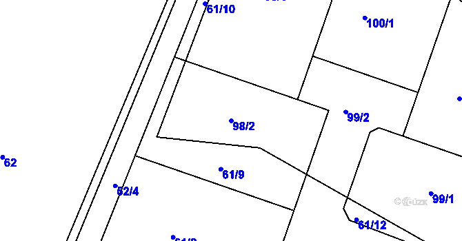 Parcela st. 98/2 v KÚ Oleksovice, Katastrální mapa