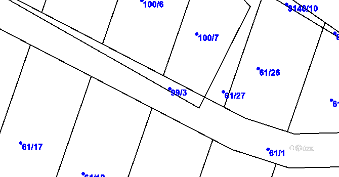 Parcela st. 99/3 v KÚ Oleksovice, Katastrální mapa
