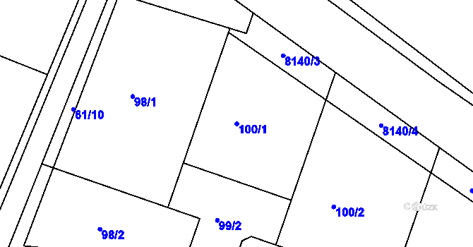 Parcela st. 100/1 v KÚ Oleksovice, Katastrální mapa