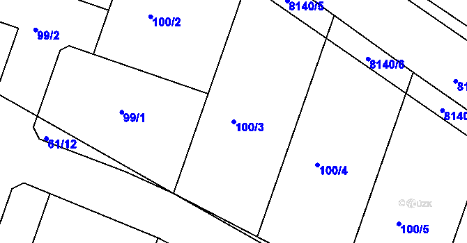 Parcela st. 100/3 v KÚ Oleksovice, Katastrální mapa