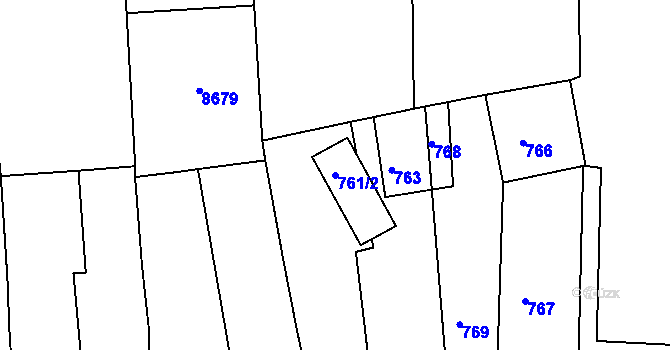 Parcela st. 761/2 v KÚ Oleksovice, Katastrální mapa