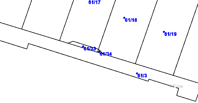 Parcela st. 61/34 v KÚ Oleksovice, Katastrální mapa