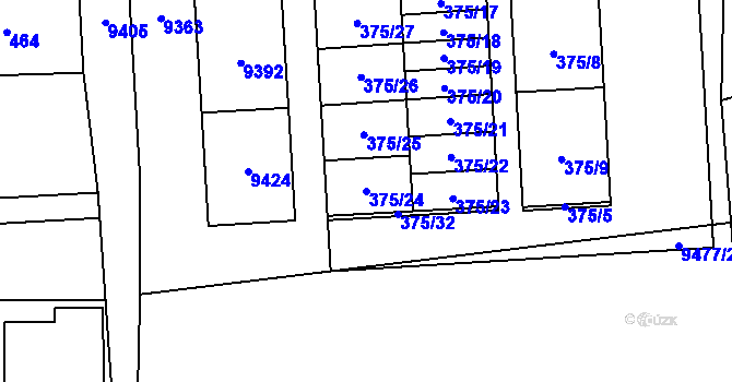 Parcela st. 375/24 v KÚ Oleksovice, Katastrální mapa