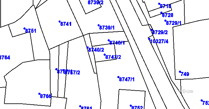 Parcela st. 8747/2 v KÚ Oleksovice, Katastrální mapa