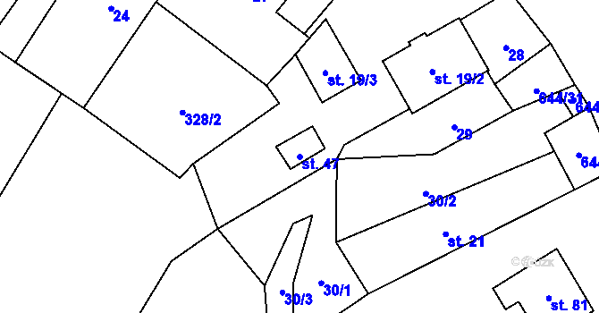 Parcela st. 47 v KÚ Olešenka, Katastrální mapa