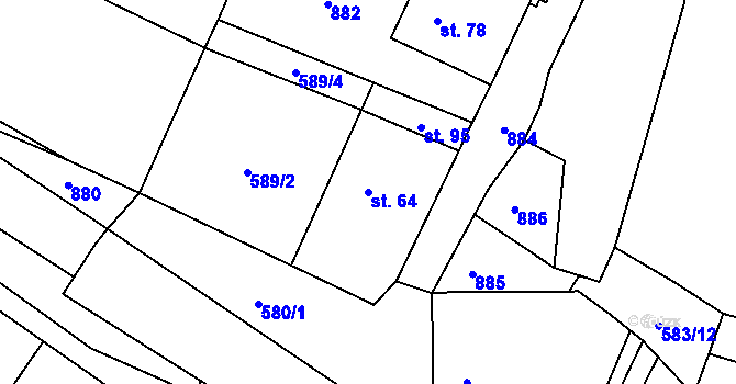 Parcela st. 64 v KÚ Olešenka, Katastrální mapa