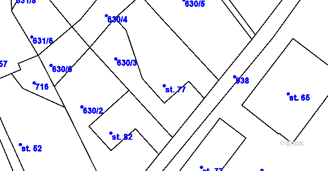 Parcela st. 77 v KÚ Olešenka, Katastrální mapa
