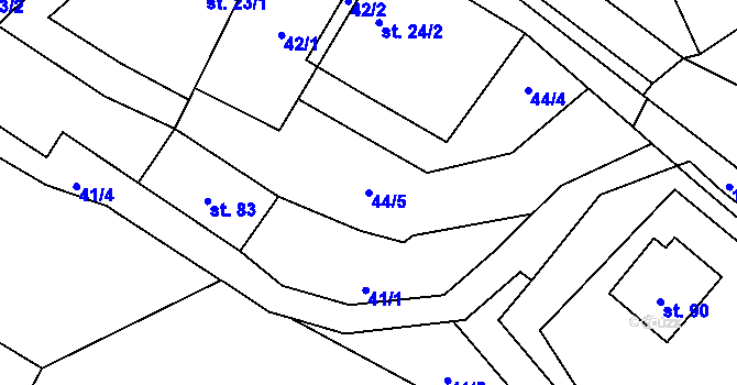 Parcela st. 44/5 v KÚ Olešenka, Katastrální mapa