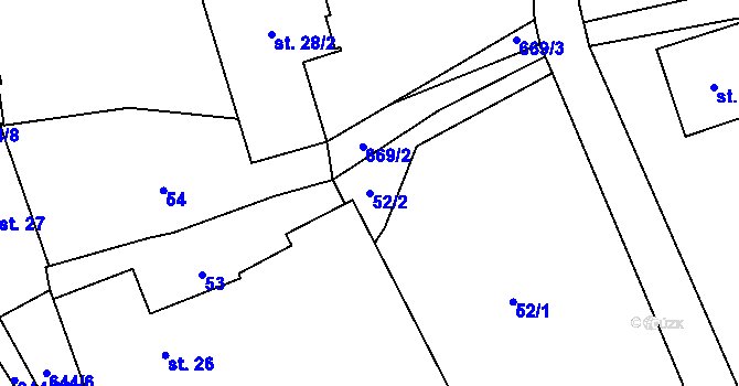 Parcela st. 52/2 v KÚ Olešenka, Katastrální mapa