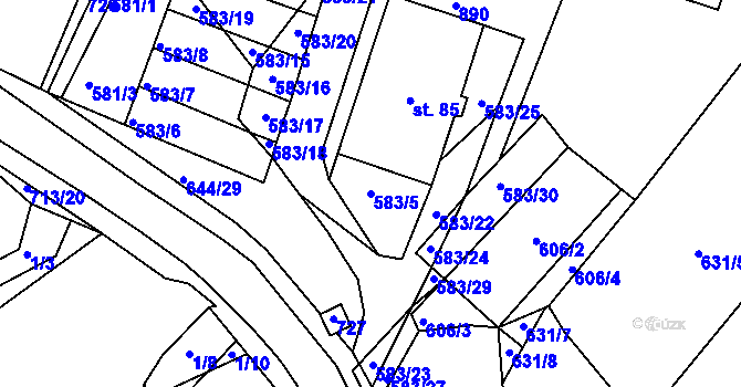 Parcela st. 583/5 v KÚ Olešenka, Katastrální mapa