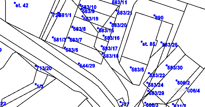 Parcela st. 583/18 v KÚ Olešenka, Katastrální mapa