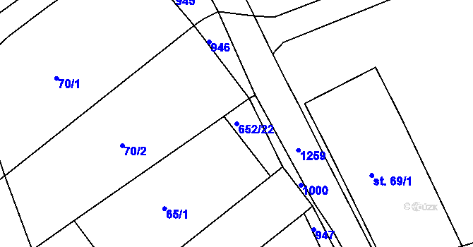 Parcela st. 652/22 v KÚ Olešenka, Katastrální mapa