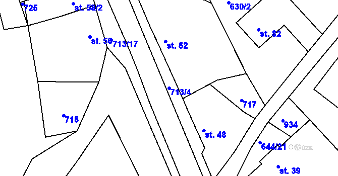 Parcela st. 713/4 v KÚ Olešenka, Katastrální mapa