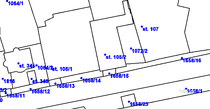 Parcela st. 105/2 v KÚ Brník, Katastrální mapa