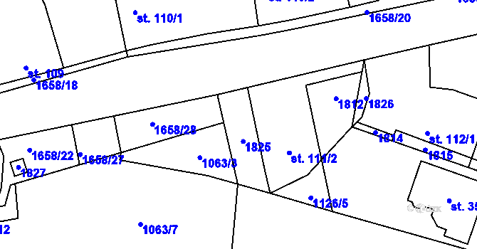 Parcela st. 111/1 v KÚ Brník, Katastrální mapa