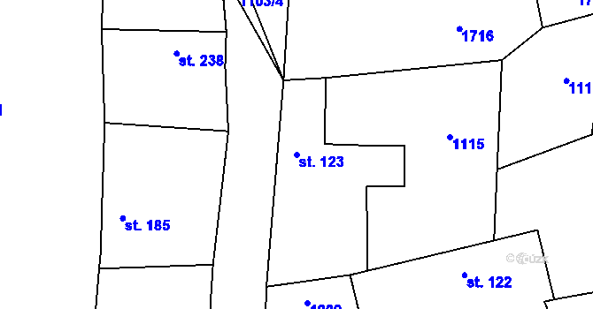 Parcela st. 123 v KÚ Brník, Katastrální mapa