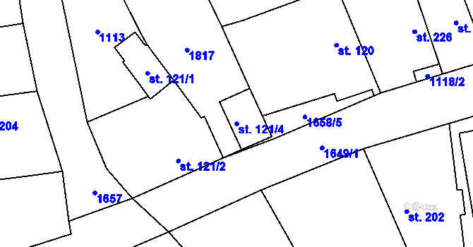 Parcela st. 121/4 v KÚ Brník, Katastrální mapa