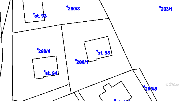 Parcela st. 95 v KÚ Krymlov, Katastrální mapa
