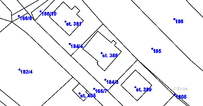Parcela st. 388 v KÚ Oleška, Katastrální mapa