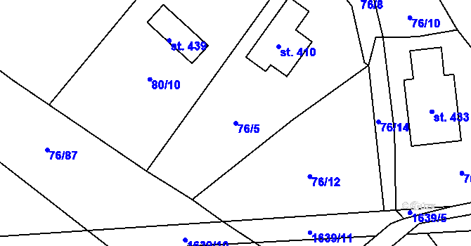 Parcela st. 76/5 v KÚ Oleška, Katastrální mapa