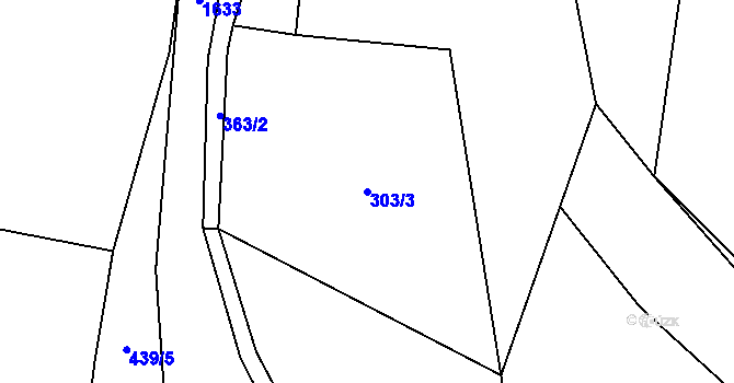 Parcela st. 303/3 v KÚ Oleška, Katastrální mapa