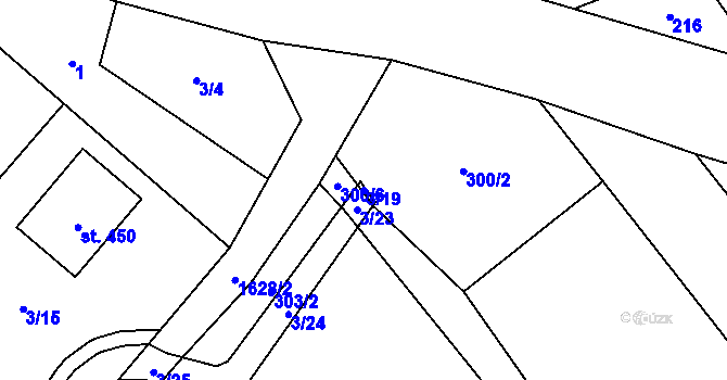 Parcela st. 3/19 v KÚ Oleška, Katastrální mapa