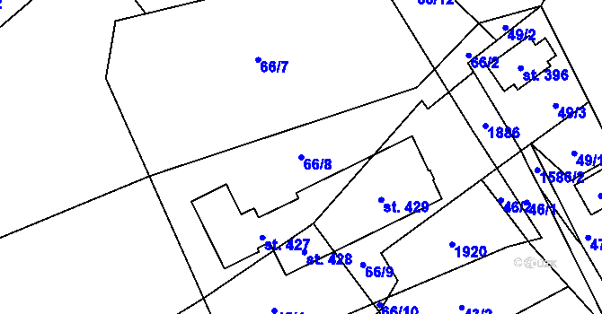 Parcela st. 66/8 v KÚ Oleška, Katastrální mapa