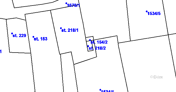 Parcela st. 218/2 v KÚ Oleška, Katastrální mapa