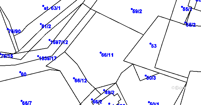 Parcela st. 66/11 v KÚ Oleška, Katastrální mapa
