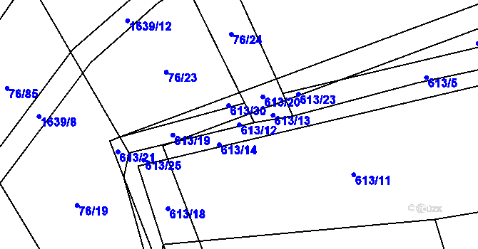 Parcela st. 613/12 v KÚ Oleška, Katastrální mapa