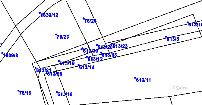 Parcela st. 613/13 v KÚ Oleška, Katastrální mapa