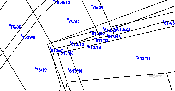 Parcela st. 613/14 v KÚ Oleška, Katastrální mapa