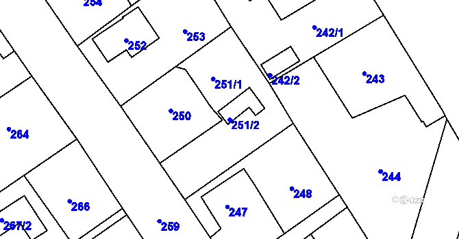 Parcela st. 251/2 v KÚ Olešná u Hořovic, Katastrální mapa