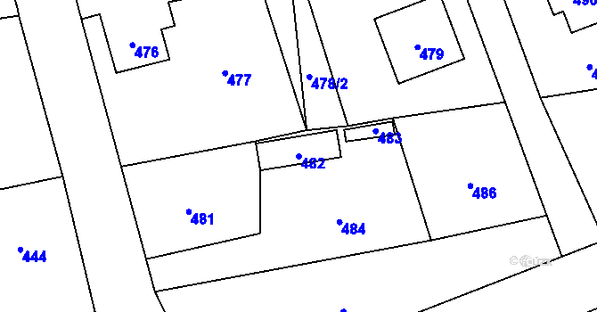Parcela st. 482 v KÚ Olešná u Hořovic, Katastrální mapa