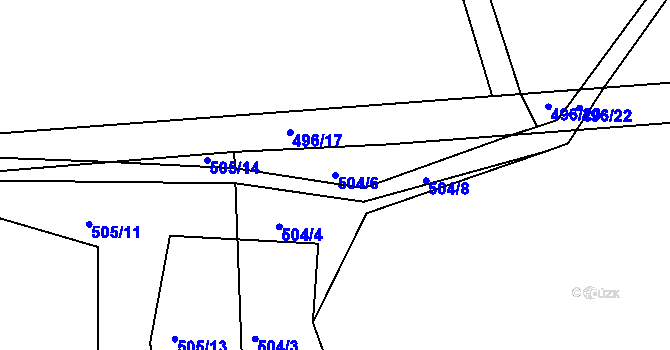 Parcela st. 504/6 v KÚ Olešná u Hořovic, Katastrální mapa