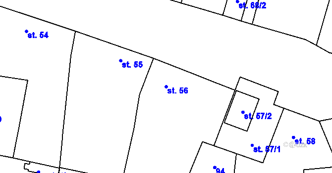 Parcela st. 56 v KÚ Olešná u Rakovníka, Katastrální mapa