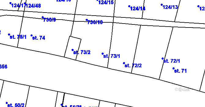 Parcela st. 73/1 v KÚ Olešná u Rakovníka, Katastrální mapa