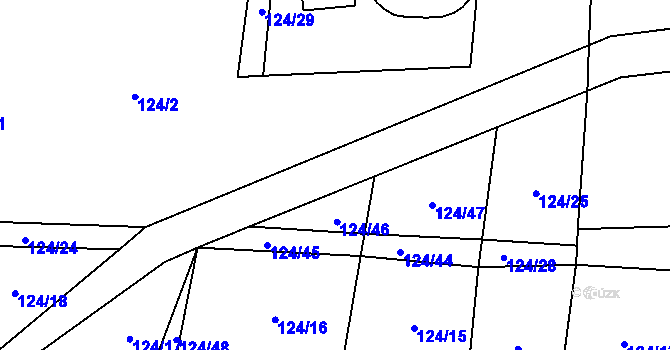 Parcela st. 124/12 v KÚ Olešná u Rakovníka, Katastrální mapa