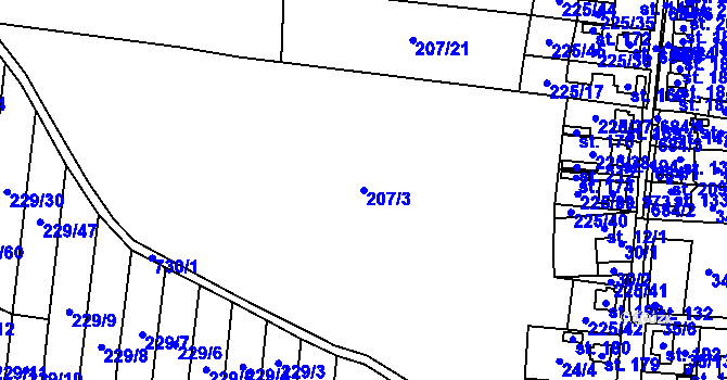 Parcela st. 207/3 v KÚ Olešná u Rakovníka, Katastrální mapa