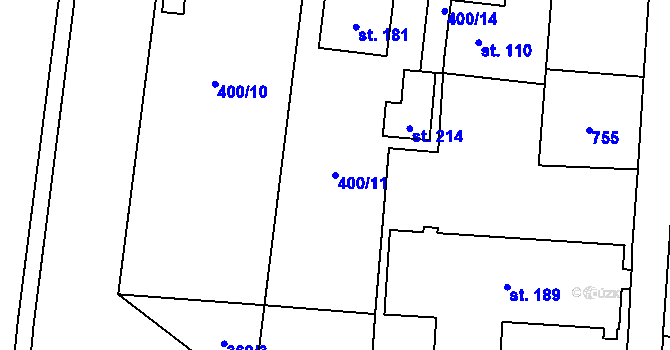 Parcela st. 400/11 v KÚ Olešná u Rakovníka, Katastrální mapa