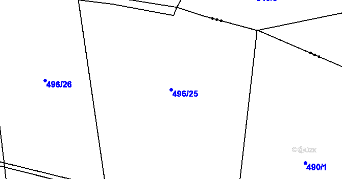 Parcela st. 496/25 v KÚ Olešná u Rakovníka, Katastrální mapa