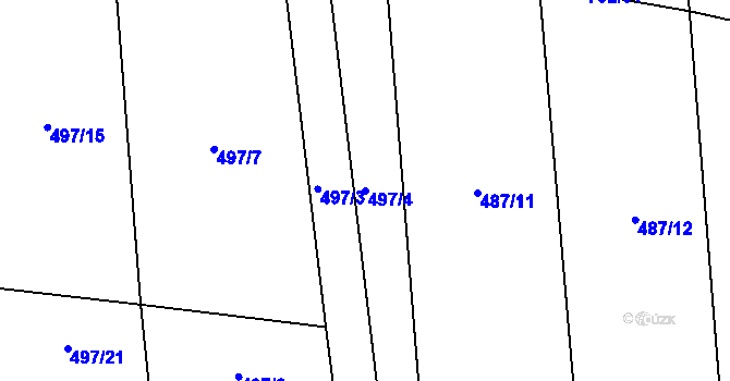 Parcela st. 497/4 v KÚ Olešná u Rakovníka, Katastrální mapa
